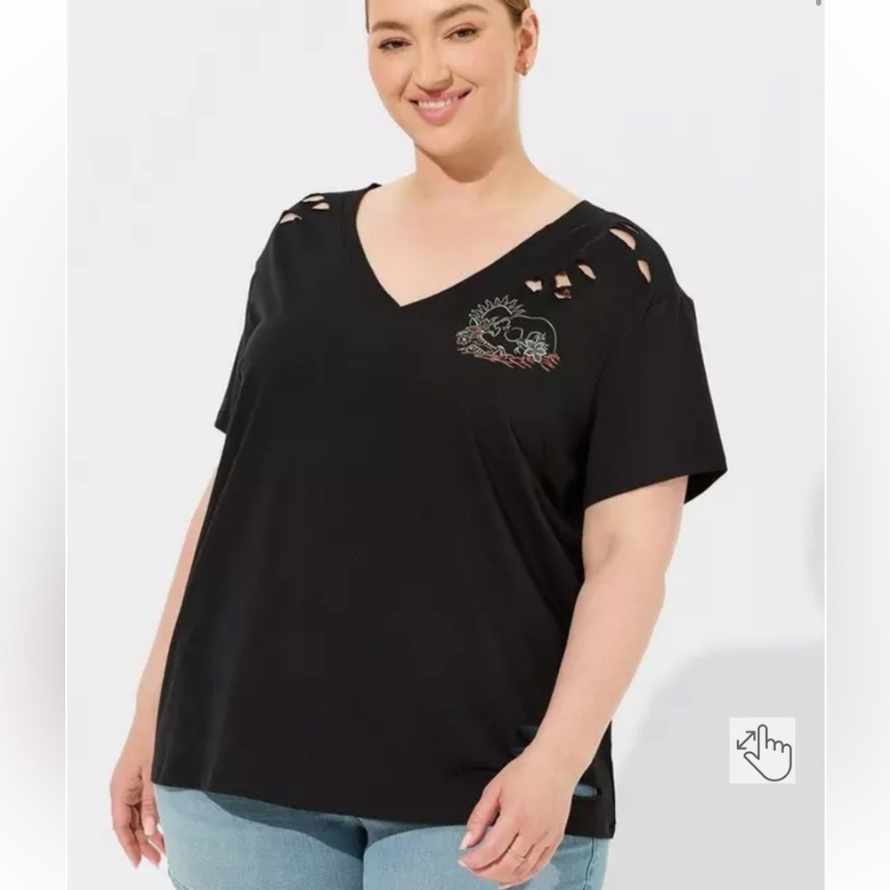 Torrid Neon Beach Relax Fit Heritage Jersey Distressed Tee size 3